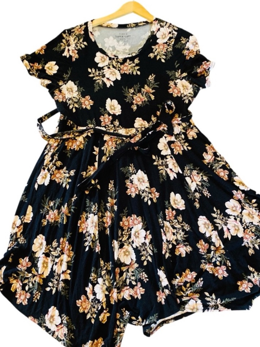 TORRID Black Super Soft Knits Floral Skater Dress